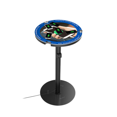 Bar table CHAT LIGHT with cables for smartphone charging and wireless charging Bar table CHAT LIGHT with cables for smartphone charging and wireless charging